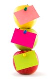 Vertical Composition Of Three Apples With Stickers Royalty Free Stock Photo Vertical Composition Of Three Apples With Stickers Royalty Free Stock Photo