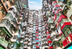 Vertical and crammed highrise apartments in Hong Kong