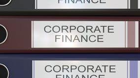 Vertical stack of multicolor office binders with Corporate finance tags 3D rendering Stock Photography Vertical stack of multicolor office binders with Corporate finance tags 3D rendering Stock Photography