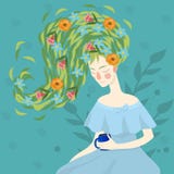 Verticale de jeune belle femme avec des fleurs Calibre pour des cartes de visite professionnelle de visite, la publicit?, insecte illustration de vecteur Verticale de jeune belle femme avec des fleurs Calibre pour des cartes de visite professionnelle de visite, la publicit?, insecte illustration de vecteur
