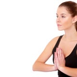 Verticale de la femme assez jeune faisant le yoga photos libres de droits Verticale de la femme assez jeune faisant le yoga photos libres de droits
