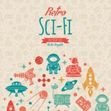 Verzierungsdesign des Retro- Sciencefictionsvektors stock abbildung Verzierungsdesign des Retro- Sciencefictionsvektors stock abbildung
