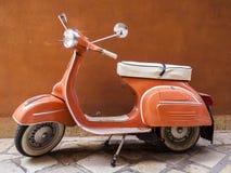 Vespa scooter on Corfu street, Greece stock photos Vespa scooter on Corfu street, Greece stock photos