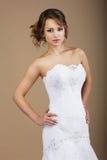 Vestido nupcial blanco que lleva de la novia fotografía de archivo Vestido nupcial blanco que lleva de la novia fotografía de archivo