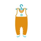 Vestiti del bambino sull'icona del gancio, stile piano illustrazione vettoriale Vestiti del bambino sull'icona del gancio, stile piano illustrazione vettoriale