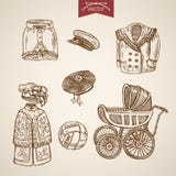 Vestiti tradizionali vittoriani dei bambini che incidono vettore d'annata illustrazione di stock Vestiti tradizionali vittoriani dei bambini che incidono vettore d'annata illustrazione di stock