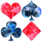 Vestito disegnato a mano della carta da gioco dell'acquerello royalty illustrazione gratis Vestito disegnato a mano della carta da gioco dell'acquerello royalty illustrazione gratis