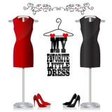 Vestito e scarpe neri e rossi illustrazione vettoriale Vestito e scarpe neri e rossi illustrazione vettoriale