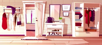 Vestíbulo del vector con la puerta abierta Fondo interior ilustración del vector Vestíbulo del vector con la puerta abierta Fondo interior ilustración del vector