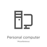 vetor do ícone do computador pessoal da coleção variada Linha fina ilustração do vetor do ícone do esboço do computador pessoal e ilustração stock vetor do ícone do computador pessoal da coleção variada Linha fina ilustração do vetor do ícone do esboço do computador pessoal e ilustração stock