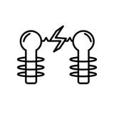 Vetor do ícone da eletricidade isolado no fundo, no sinal da eletricidade, no sinal e nos símbolos brancos no estilo linear fino ilustração stock Vetor do ícone da eletricidade isolado no fundo, no sinal da eletricidade, no sinal e nos símbolos brancos no estilo linear fino ilustração stock