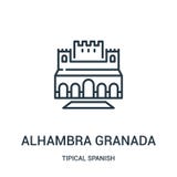 vetor do ícone de alhambra granada da coleção espanhola tipical Linha fina ilustração do vetor do ícone do esboço de alhambra gra ilustração stock vetor do ícone de alhambra granada da coleção espanhola tipical Linha fina ilustração do vetor do ícone do esboço de alhambra gra ilustração stock