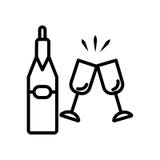 Vetor do ícone de Champagne isolado no fundo branco, no sinal de Champagne, no símbolo linear e nos elementos do projeto do curso ilustração stock Vetor do ícone de Champagne isolado no fundo branco, no sinal de Champagne, no símbolo linear e nos elementos do projeto do curso ilustração stock