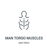 vetor do ícone dos músculos do torso do homem da coleção das partes do corpo Linha fina ilustração do vetor do ícone do esboço do ilustração stock vetor do ícone dos músculos do torso do homem da coleção das partes do corpo Linha fina ilustração do vetor do ícone do esboço do ilustração stock