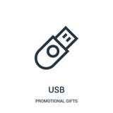 vetor do ícone do usb da coleção relativa à promoção dos presentes Linha fina ilustração do vetor do ícone do esboço do usb Símbo ilustração stock vetor do ícone do usb da coleção relativa à promoção dos presentes Linha fina ilustração do vetor do ícone do esboço do usb Símbo ilustração stock