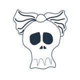 Vetor fêmea do ícone do crânio isolado no fundo branco, SK fêmea ilustração stock Vetor fêmea do ícone do crânio isolado no fundo branco, SK fêmea ilustração stock