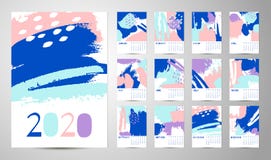 Vetor ingl?s do sum?rio do calend?rio 2020 ilustração stock Vetor ingl?s do sum?rio do calend?rio 2020 ilustração stock