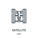 vetor satélite do ícone da coleção do espaço Linha fina ilustração satélite do vetor do ícone do esboço ilustração stock vetor satélite do ícone da coleção do espaço Linha fina ilustração satélite do vetor do ícone do esboço ilustração stock