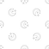 Vetor sem emenda do teste padrão da lua ilustração royalty free Vetor sem emenda do teste padrão da lua ilustração royalty free