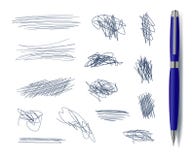 Vetor skrobaniny Freehand Rysujący elementy z Błękitnym piórem Odizolowywającym royalty ilustracja Vetor skrobaniny Freehand Rysujący elementy z Błękitnym piórem Odizolowywającym royalty ilustracja