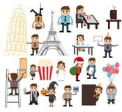 Vetores dos povos dos desenhos animados do feriado e do negócio ilustração stock Vetores dos povos dos desenhos animados do feriado e do negócio ilustração stock