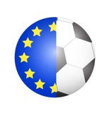 Vettore - bandiera di Unione Europea con il fondo del pallone da calcio illustrazione di stock Vettore - bandiera di Unione Europea con il fondo del pallone da calcio illustrazione di stock