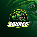 Vettore capo di progettazione di logo della mascotte del serpente con il concetto f dell'emblema del distintivo illustrazione di stock Vettore capo di progettazione di logo della mascotte del serpente con il concetto f dell'emblema del distintivo illustrazione di stock