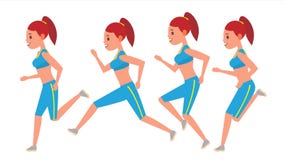 Vettore corrente femminile Strutture di animazione messe Atleta Fitness Character di sport Corridore di corsa maratona della stra illustrazione vettoriale Vettore corrente femminile Strutture di animazione messe Atleta Fitness Character di sport Corridore di corsa maratona della stra illustrazione vettoriale