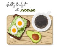 Vettore del pane tostato dell'avocado illustrazione vettoriale Vettore del pane tostato dell'avocado illustrazione vettoriale