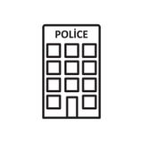 Vettore dell'icona del commissariato di polizia isolato su fondo, sul segno del commissariato di polizia, sul segno e sui simboli illustrazione vettoriale Vettore dell'icona del commissariato di polizia isolato su fondo, sul segno del commissariato di polizia, sul segno e sui simboli illustrazione vettoriale