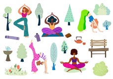 Vettore delle ragazze di yoga illustrazione vettoriale Vettore delle ragazze di yoga illustrazione vettoriale