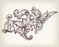 Vettore floreale barrocco d'annata dell'ornamento del rotolo illustrazione di stock Vettore floreale barrocco d'annata dell'ornamento del rotolo illustrazione di stock