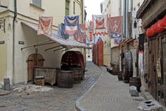 Via di Rozena nello stile gotico a vecchia Riga, Lettonia fotografia stock libera da diritti Via di Rozena nello stile gotico a vecchia Riga, Lettonia fotografia stock libera da diritti