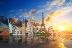 Viaja el concepto de los monumentos del mundo ilustración del vector Viaja el concepto de los monumentos del mundo ilustración del vector