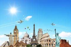 Viaja o conceito das nuvens do mundo ilustração stock Viaja o conceito das nuvens do mundo ilustração stock