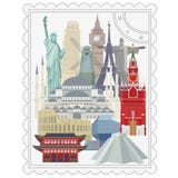 Viaje y turismo Señales arquitectónicas del mundo ilustración del vector Viaje y turismo Señales arquitectónicas del mundo ilustración del vector