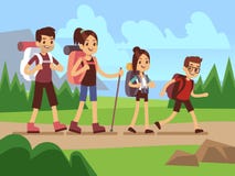 Viandanti felici della famiglia Concetto all'aperto di vettore di avventura di trekking di autunno royalty illustrazione gratis Viandanti felici della famiglia Concetto all'aperto di vettore di avventura di trekking di autunno royalty illustrazione gratis