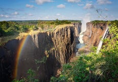 Victoria Falls, Zambia, and rainbow Stock Photo Victoria Falls, Zambia, and rainbow Stock Photo
