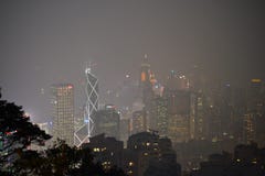Victoria Peak in Hong Kong, platform at night royalty free stock photos Victoria Peak in Hong Kong, platform at night royalty free stock photos