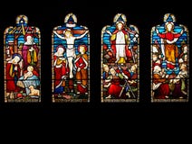 Vida de la ventana de cristal manchada de Cristo fotos de archivo Vida de la ventana de cristal manchada de Cristo fotos de archivo