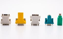 Video adapter for the computer and adapter for the mouse and keyboard. Isolated on a white background with a clipping path. royalty free stock photos Video adapter for the computer and adapter for the mouse and keyboard. Isolated on a white background with a clipping path. royalty free stock photos