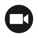 Video camera icon flat black round button vector illustration
