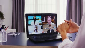 Video conference of business woman