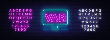 Video Hulp het tekenvector van het Scheidsrechtersneon Voetbal, voetbalvar Systeem op het TV-het neonteken van de het schermontwe vector illustratie Video Hulp het tekenvector van het Scheidsrechtersneon Voetbal, voetbalvar Systeem op het TV-het neonteken van de het schermontwe vector illustratie