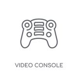 Videoconsole lineair pictogram Het moderne embleem van de overzichts Videoconsole bedriegt stock illustratie Videoconsole lineair pictogram Het moderne embleem van de overzichts Videoconsole bedriegt stock illustratie