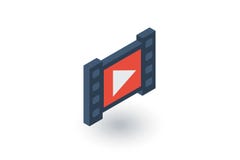 Videoram, film, film, bio, massmedia, isometrisk plan symbol för spelare vektor 3d stock illustrationer Videoram, film, film, bio, massmedia, isometrisk plan symbol för spelare vektor 3d stock illustrationer