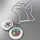 Videospelletje controler met draad die een vuist vormen Stock Afbeeldingen Videospelletje controler met draad die een vuist vormen Stock Afbeeldingen