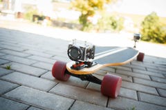 Videotaping On Longboard Royalty Free Stock Photos