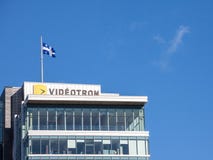 Videotronembleem voor hun hoofdbureau voor Montreal, Quebec Videotron is een Canadese mobiele exploitant van de telefoondrager royalty-vrije stock foto Videotronembleem voor hun hoofdbureau voor Montreal, Quebec Videotron is een Canadese mobiele exploitant van de telefoondrager royalty-vrije stock foto