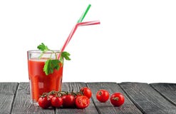 Vidrio de jugo de tomate con el palillo del cóctel Foto de archivo Vidrio de jugo de tomate con el palillo del cóctel Foto de archivo